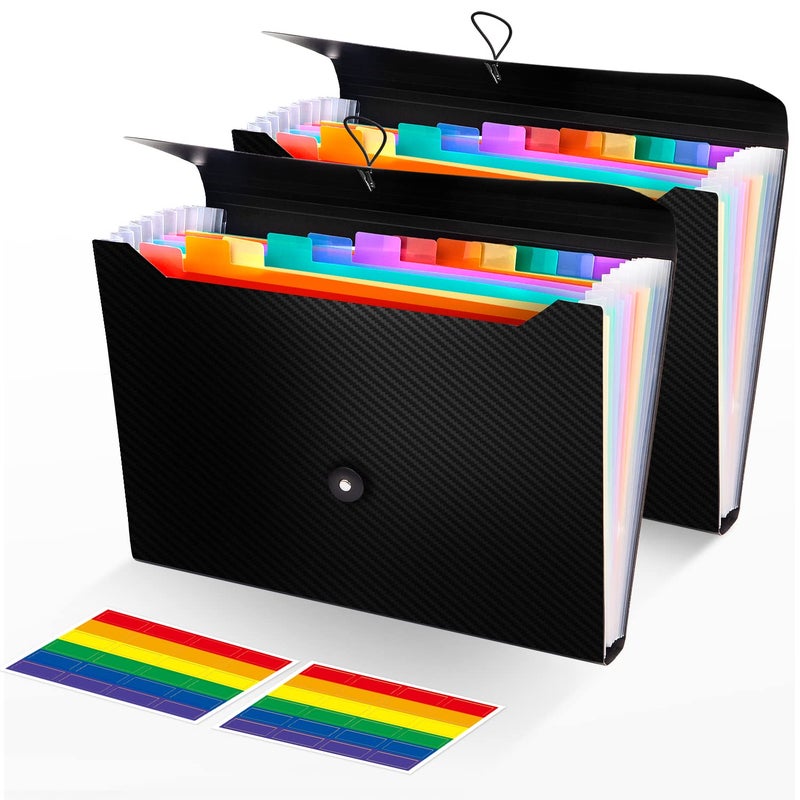 Nicecho Expanding File Folder, 13 Pockets Accordian File Holder Organizer, A4 Letter Size Paper Document Receipt Organizer Accordion Filing Folder for Classroom, Home, Office and Travel, Green - Image 1